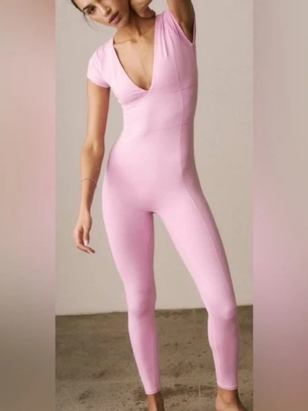 Free People FP Movement New Wave One Piece Pink Rose XL Onesie Dance Ballet